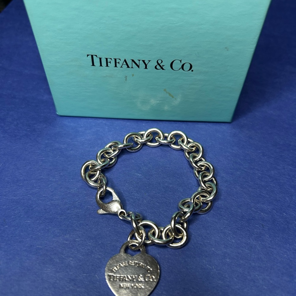Tiffany & Co. Silver Heart Tag Charm Bracelet
